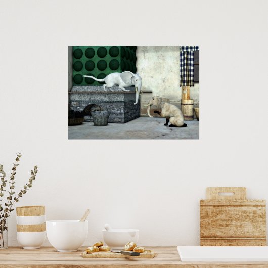 かわいいゾウ猫 ポスター (キッチン)