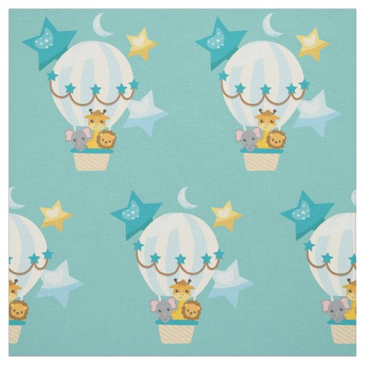 かわいいゾウ獅子キリン風船パターン ファブリック (見本)