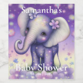 かわいいゾウ紫色の赤ちゃんシャワーワインラベル ワインラベル (シングルラベル)