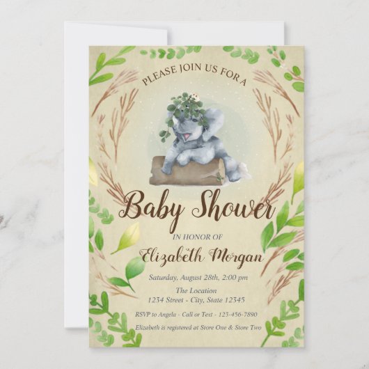 かわいいゾウ葉ズ 招待状 (正面)