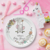 かわいいゾウ赤ちゃんシャワーパーティーデコールとフローラ ペーパープレート (パーティー)