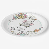 かわいいゾウ赤ちゃんシャワーパーティーデコールとフローラ ペーパープレート (アングル)