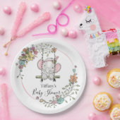 かわいいゾウ赤ちゃんシャワーパーティーデコールとフローラ ペーパープレート (パーティー)