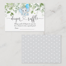 かわいいゾウ赤ちゃんシャワー男の子おむつラッフル エンクロージャーカード