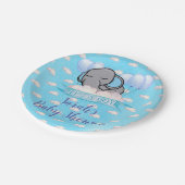 かわいいゾウ青い男の子ベイビーシャワー水色 ペーパープレート (アングル)