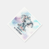 かわいいゾウ1歳の誕生日パーティー スタンダードカクテルナプキン (角)