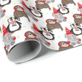 かわいいゾウ、ペンギン、ナマケモノの柄 ラッピングペーパー (ロールコーナー)