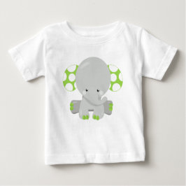 かわいいゾウ、小さなゾウ – 緑の灰色 ベビーTシャツ