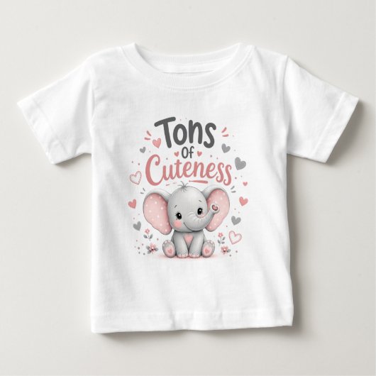 かわいいゾウ 赤ちゃんゾウのデザイン ベビーTシャツ (正面)
