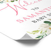 かわいいゾウboh赤面ピンクのフローラ赤ちゃんシャワー ポスター (角)