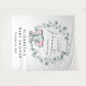 かわいいゾウeucalyptusベビーガールシャワーウェルカム タペストリー (正面(横))