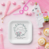 かわいいゾウeucalyptusベビーガールシャワー ペーパープレート (パーティー)