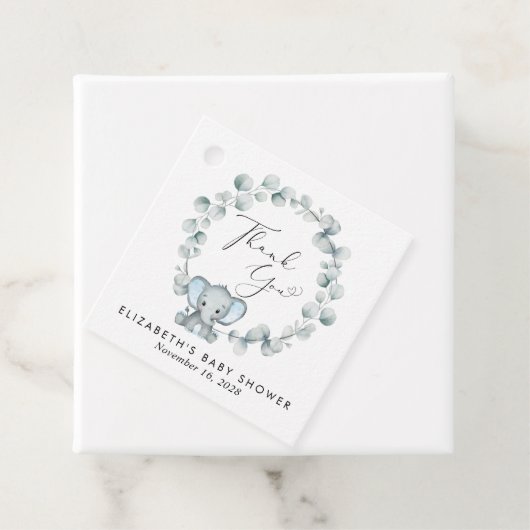 かわいいゾウeucalyptus男の赤ちゃんシャワーサンキュー フェイバータグ (インサイチュ)