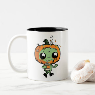 かわいいゾンビのかぼちゃアイスコーヒーマグカップ ツートーンマグカップ