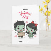 かわいいゾンビカップルの真剣なバレンタインカード カード (黄色い花)