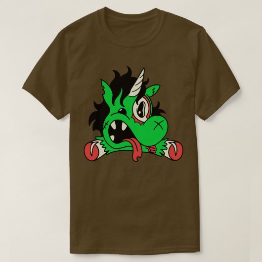 かわいいゾンビユニコーン ハロウィン動物おもしろ Tシャツ (デザイン正面)