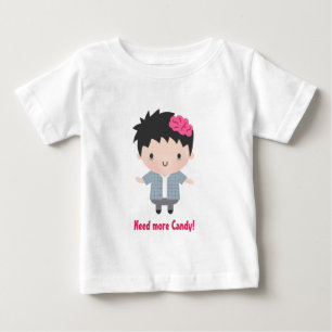 かわいいゾンビ少年、キャンディー、ベビーハロウィン ベビーTシャツ