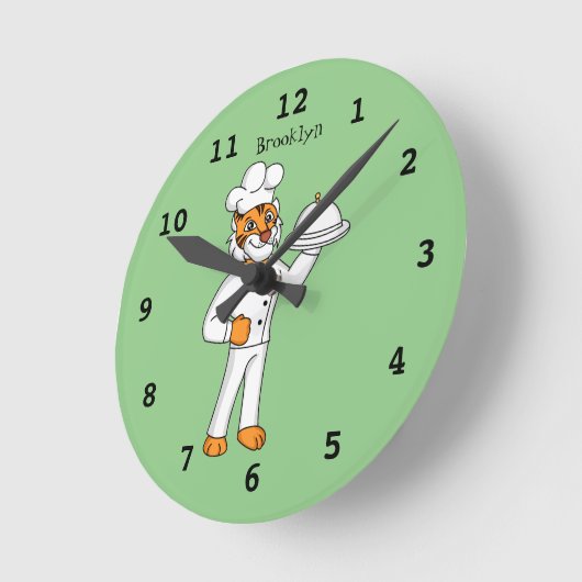 かわいいタイおもしろいガーシェフの漫画イラストレーション ラウンド壁時計 (傾斜)