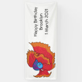 かわいいタイの闘魚ベタの漫画 横断幕 (縦)