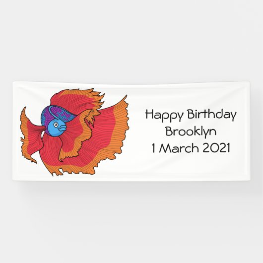 かわいいタイの闘魚ベタの漫画 横断幕 (横)