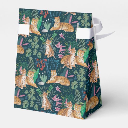 かわいいタイガーサファリジャングルベビーシャワー フェイバーボックス (裏面サイド)