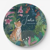 かわいいタイガージャングル新生児シャワー ペーパープレート (正面)