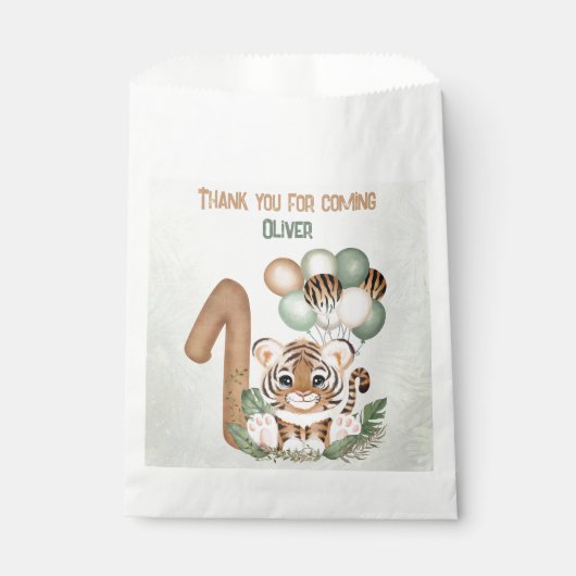 かわいいタイガーボーイジャングル1st誕生日パーティー フェイバーバッグ (正面)