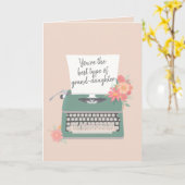 かわいいタイプライター & 花柄 ベストタイプの孫娘 カード (黄色い花)