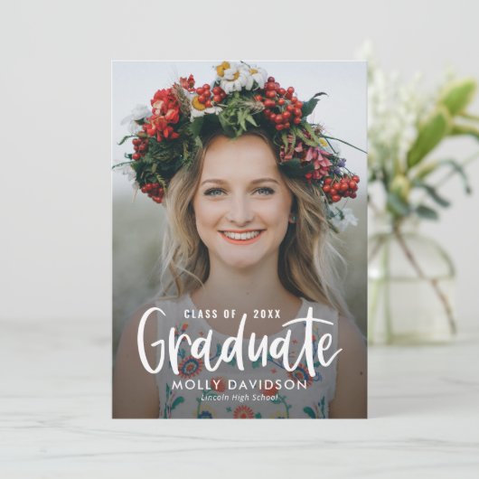 かわいいタイプ編集可能カラー卒業招待状 招待状 (スタンド正面)