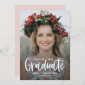 かわいいタイプ編集可能カラー卒業招待状 招待状 (正面/裏面)