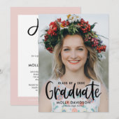 かわいいタイプ編集可能カラー卒業招待状 招待状 (正面/裏面)