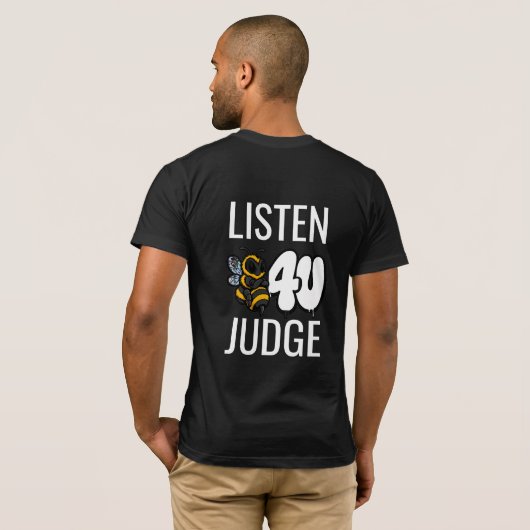 かわいいタイポグラフィで判断する前に聞く Tシャツ (裏面フル)