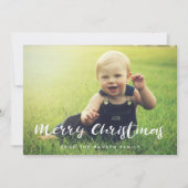 かわいいタイポグラフィメリークリスマスファミリー写真 シーズンカード (正面)