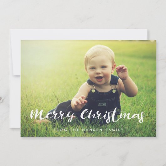 かわいいタイポグラフィメリークリスマスファミリー写真 シーズンカード (正面)