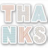 かわいいタイポグラフィレタリング。キッズパステル感謝してい シール (正面)