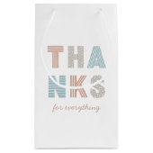 かわいいタイポグラフィレタリング。パステル感謝してい事業 スモールペーパーバッグ (裏面)
