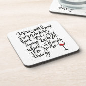 かわいいタイポグラフィワインユーモア コースター (左側)