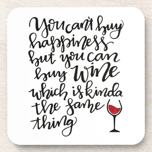 かわいいタイポグラフィワインユーモア コースター (正面)