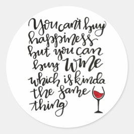 かわいいタイポグラフィワインユーモア ラウンドシール