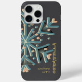 かわいいタイポグラフィ冬のスノーフレークガーリーグレイティール（緑がかった色） Case-Mate iPhoneケース (裏面)