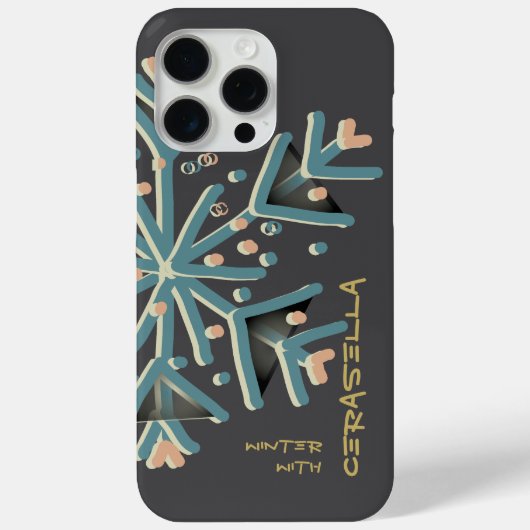 かわいいタイポグラフィ冬のスノーフレークガーリーグレイティール(緑がかった色) Case-Mate iPhoneケース (裏面)