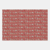 かわいいタイポグラフィ金ゴールドグリーンレッドボタニカルクリスマス ラッピングペーパーシート (正面3)