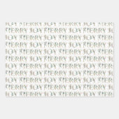 かわいいタイポグラフィ金ゴールドグリーンレッドボタニカルクリスマス ラッピングペーパーシート (正面)