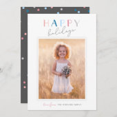 かわいいタイポグラフィ「ハッピーホリデー」ポートレート写真 シーズンカード (正面/裏面)