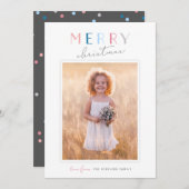 かわいいタイポグラフィ「メリークリスマス」ポートレート写真 シーズンカード (正面/裏面)