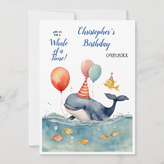 かわいいタイムボーイ誕生日 招待状 (裏面)