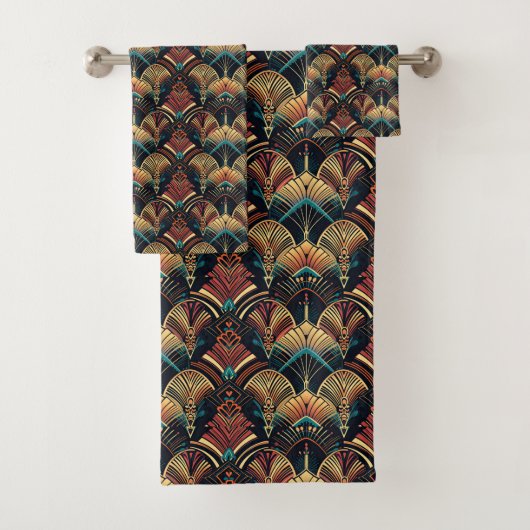 かわいいタイルのアートデコ模様 バスタオルセット (インサイチュ)