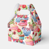 かわいいタイルのカップケーキパーティー フェイバーボックス (裏面サイド)