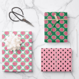 かわいいタイルのスイカのパーティー  ラッピングペーパーシート