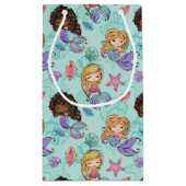 かわいいタイルのマーメイドパーティー スモールペーパーバッグ (裏面)